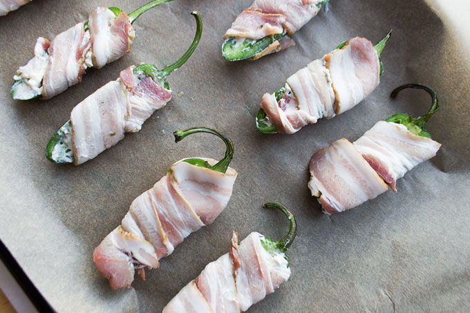 Roasted Garlic Bacon Wrapped JalapeƱo Poppers